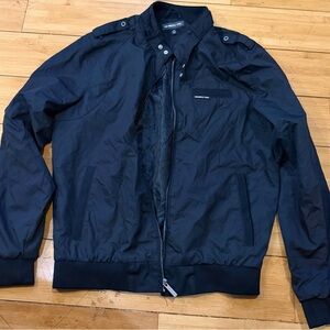Members Only Navy Bomber Jacket with Ribbed Trim